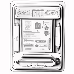 the pencil drawing shows an electrical device with different parts
