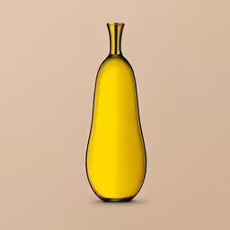 the vase is yellow in color and has a small reflection