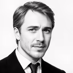black and white photograph of a man wearing a tie
