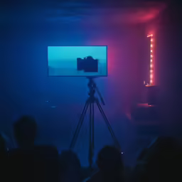 people are looking at a picture being taken by a camera