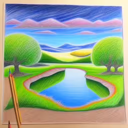 drawing with colored pencils on a paper