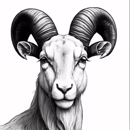 a ram with horns is shown in this drawing