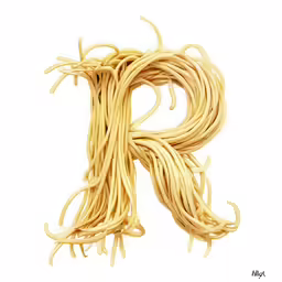 some noodles are curled together and laying in the corner