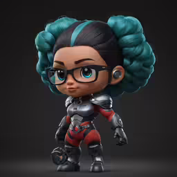 the new little hero girl has been created with cartoon hair and goggles