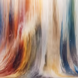 an abstract painting of an icy surface with various colors