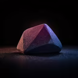 a pink and purple, triangular, foam cube
