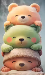 two bears are stacked on top of each other