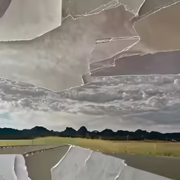 paper photograph from an abandoned parking lot of a landscape