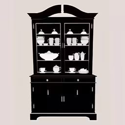 a black and white photo of an old dresser