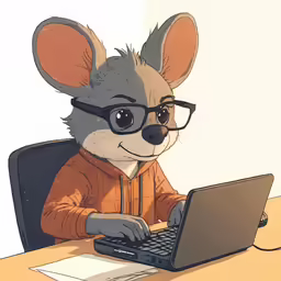 the mouse is typing on a laptop computer