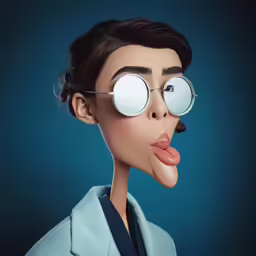 a woman with long tongue sticking out to the side