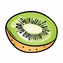 a kiwi fruit in the middle of a green piece