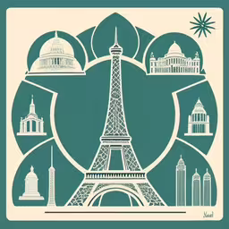 an illustrated illustration of the eiffel tower,paris by andy lees - french quarter