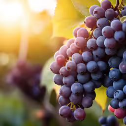 grapes growing on a vine in the sunlight