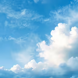 clouds in a blue sky and green field