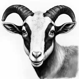 black and white image of ram in pencil