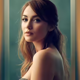 a girl is staring forward with a very soft face