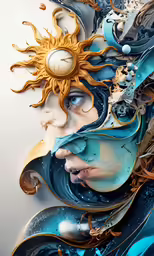 digital painting image of an abstract woman with clock