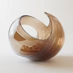 a glass vase with a brown reflection on the bottom