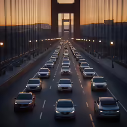 this is a very busy highway with cars traveling on it