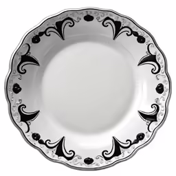 a plate on a white background with black designs