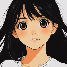 a woman with long hair with brown eyes