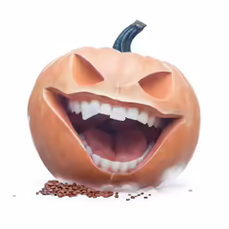 an ugly, grinning pumpkin with its mouth open
