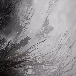 water drops falling onto a leafy plant in the rain