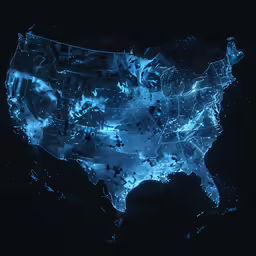 the united states of the earth, with all its light on
