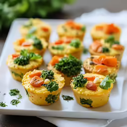 a tray topped with mini cups filled with veggies