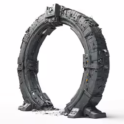 a very unique sculpture with many large pieces of metal