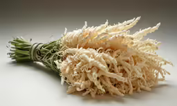 a bouquet of white and beige flowers are on display