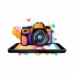 a digital camera on top of a tablet