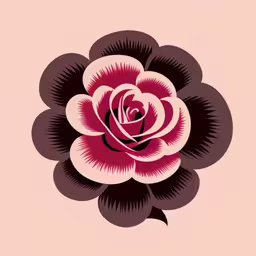 the flower has been cut in half and placed on the wall,a red rose sitting on top of a pink wall