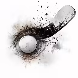 a tennis ball sitting in front of an artistic tennis racket