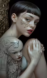 a woman that is covering up with a face