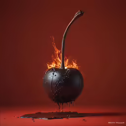 the apple is on fire and it appears to be melting
