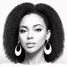 a woman is wearing an afro with large earrings
