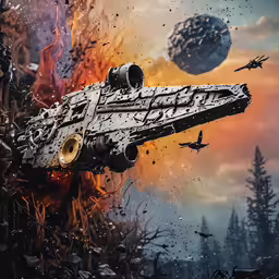 an artistic image of a lego star wars tie
