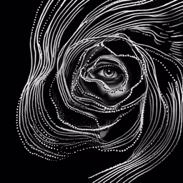 the black background shows a large white flower