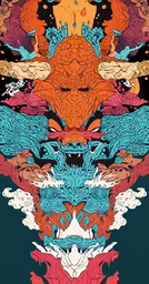 a poster with different colorful patterns on it