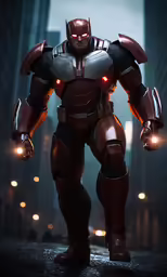 a large robot standing in the middle of a city