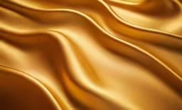 shiny, flowing gold fabric is closeup