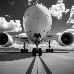 the front section of an airplane on a runway