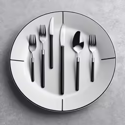 some forks and spoons sit on a plate