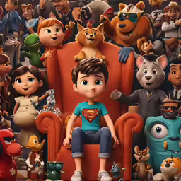 the characters in a movie are all sitting on orange chairs