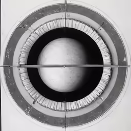 an intricately shaped circular object in a tile surface