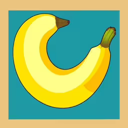 a drawing of a banana that has a little bite out