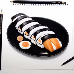 the sushi is on the plate and ready to be eaten