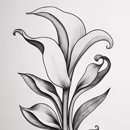 a pencil drawing of some flowers that are in the middle